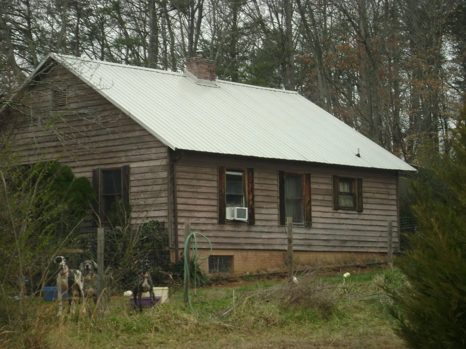 White metal roof on an old wood sided farmhouse, from a Metal Roof Installation job in Munds Park